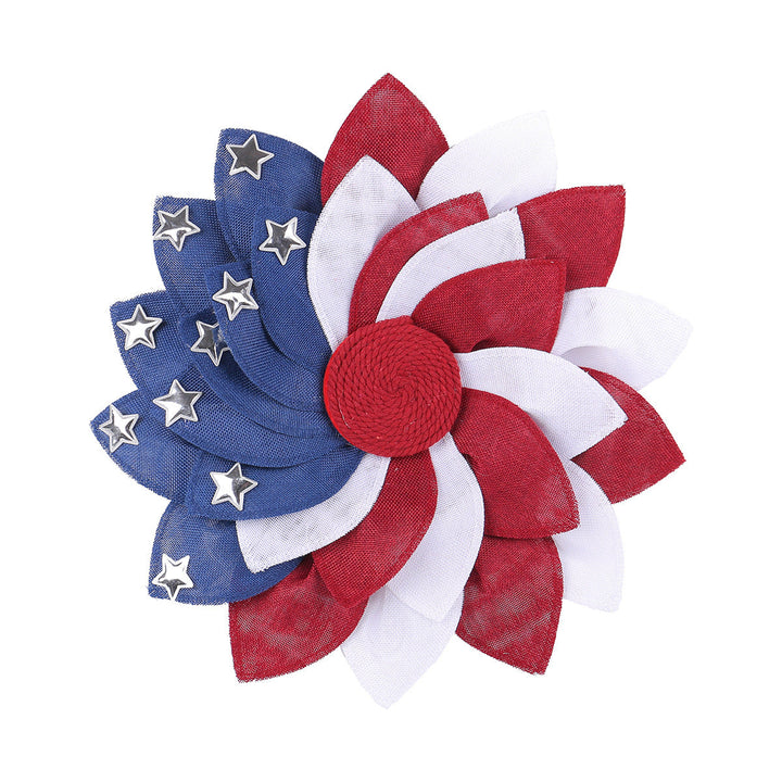 Unisex decorative patriotic door wreath flower made of linen with star studs Kalsten