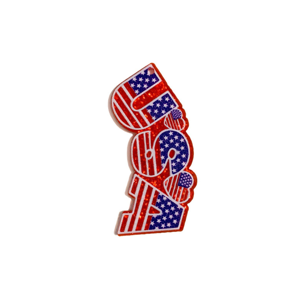 Unisex nan heart-shaped USA flag pendant acrylic with hole Kalsten