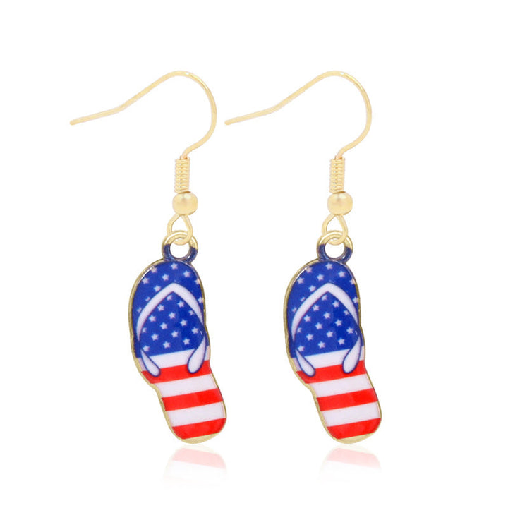 Women's star-shaped enamel earrings with USA flag motif and gold-plated fish Kalsten