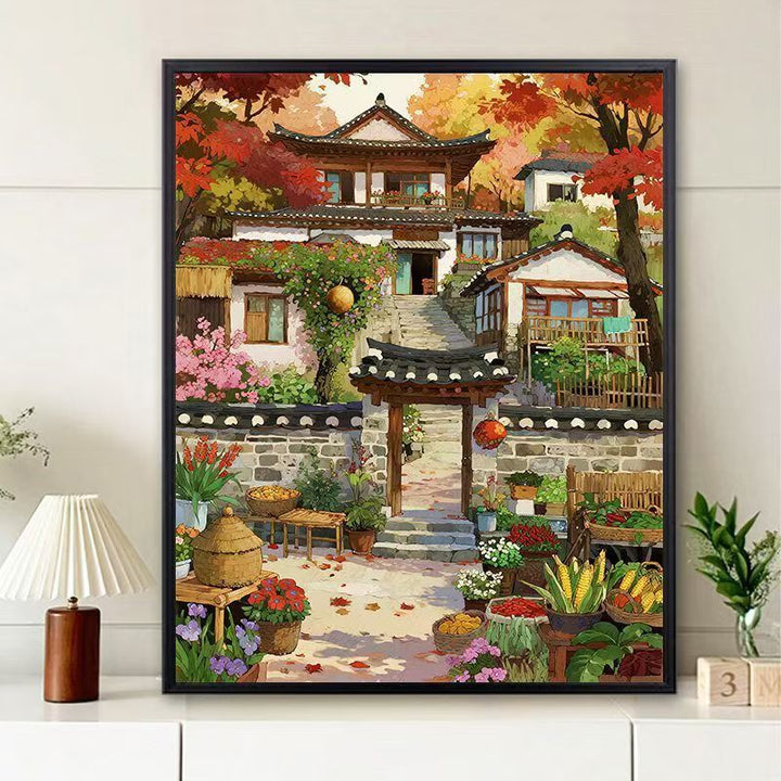 Scenic Village Landscape Art Print Kalsten