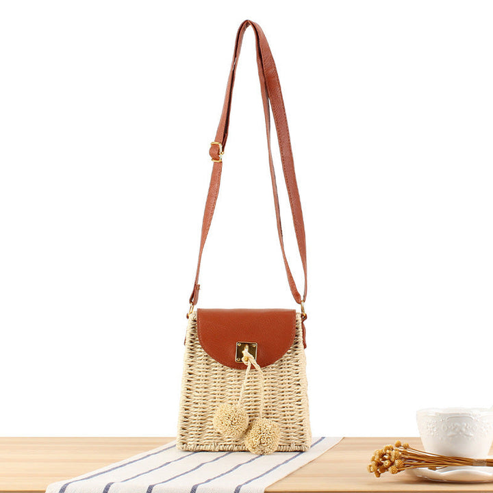 Elegant Bast crossbody bag with leather flap Kalsten