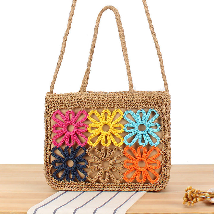 Handcrafted basket bag with colorful flower design Kalsten