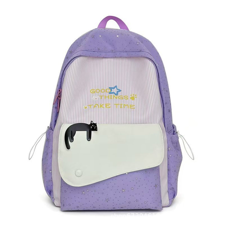 Cat-Illustrated Casual Backpack Kalsten