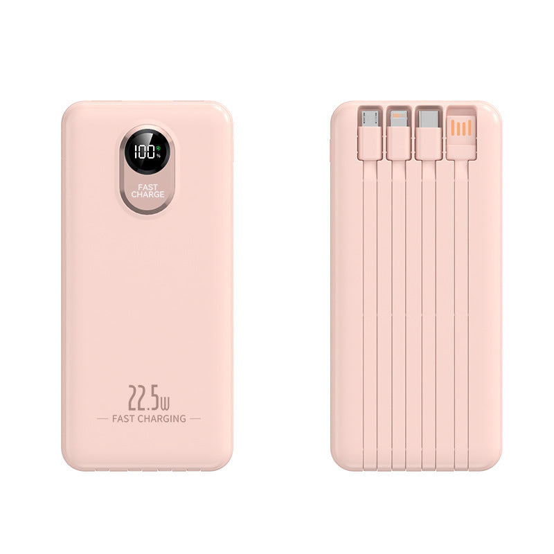 Portable power bank with 22.5 W fast charging function and integrated cables Kalsten