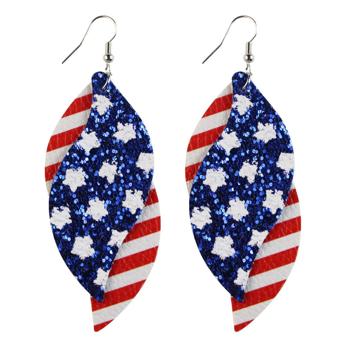 Women's nan teardrop-shaped faux leather earrings with star and stripe print Kalsten