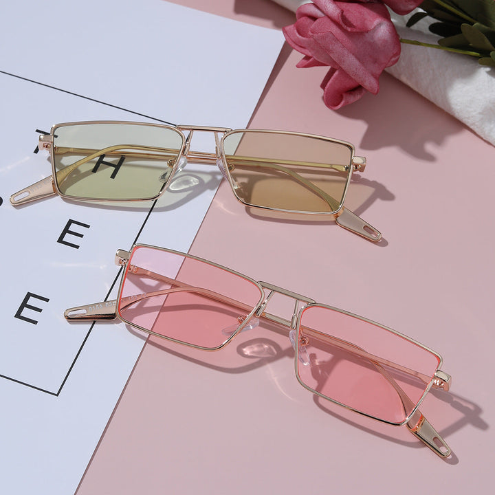 Women's elegant square sunglasses with narrow metal frame and UV protection Kalsten