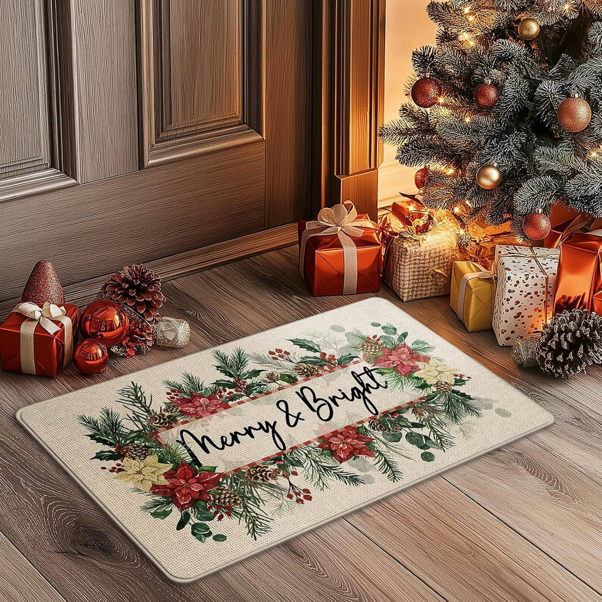 Festive Holiday-Themed Welcome Mat Acalora