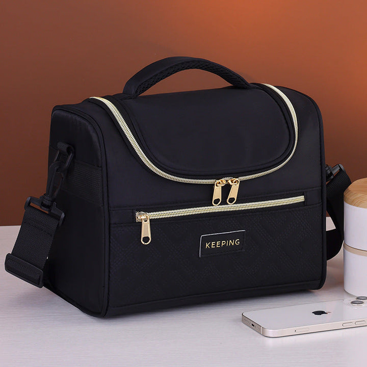 Cosmetic transport bag with insulated interior and practical compartments Kalsten