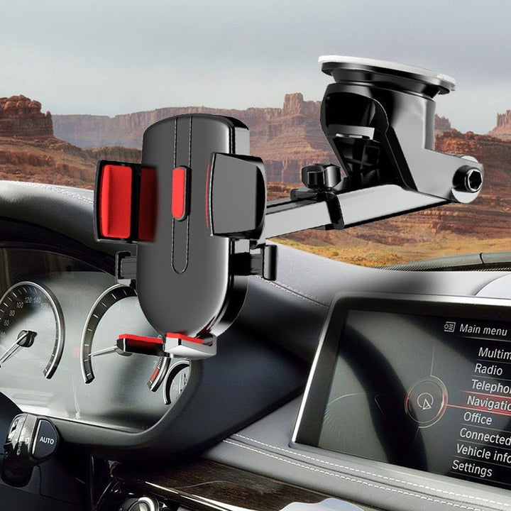 Adjustable telescopic suction car phone holder with full rotation gravity auto-lock Kalsten