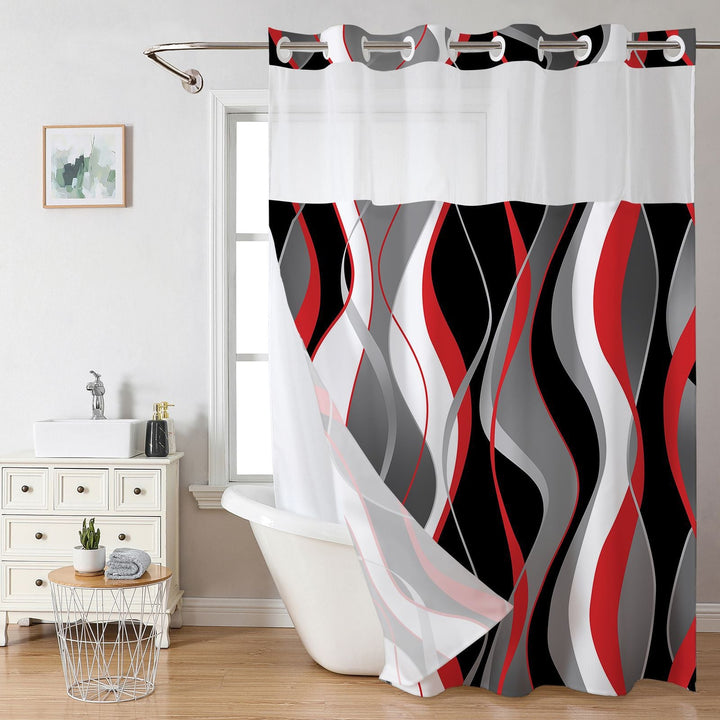 Modern Abstract Wave Pattern Shower Curtain Kalsten