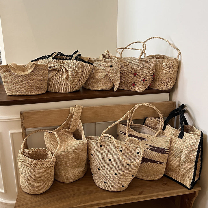 Handmade basket bag with braided handle Kalsten
