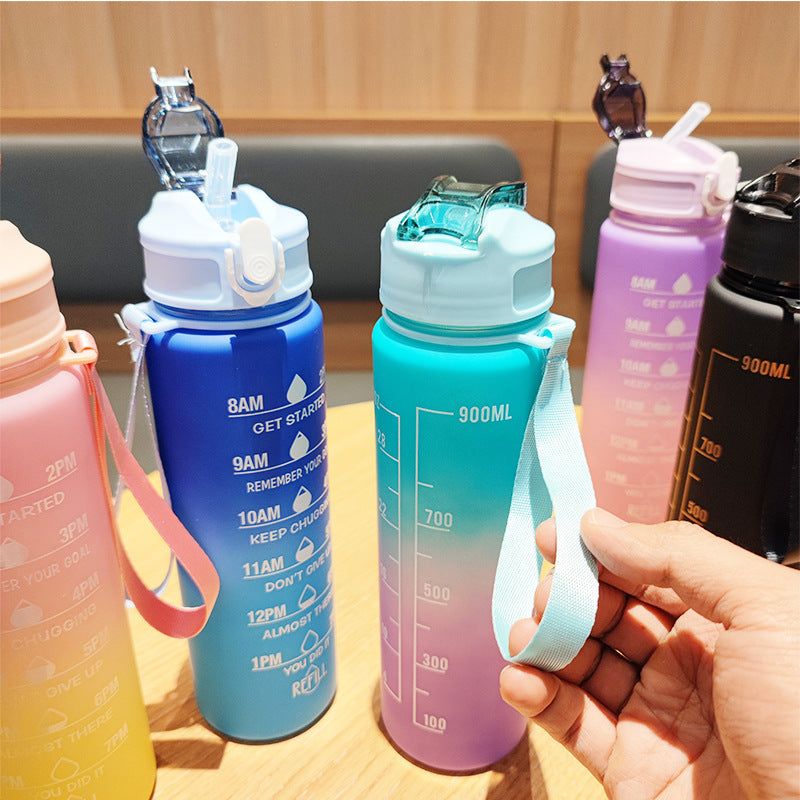 Women Motivating Water Bottle with Integrated Time Markers Kalsten