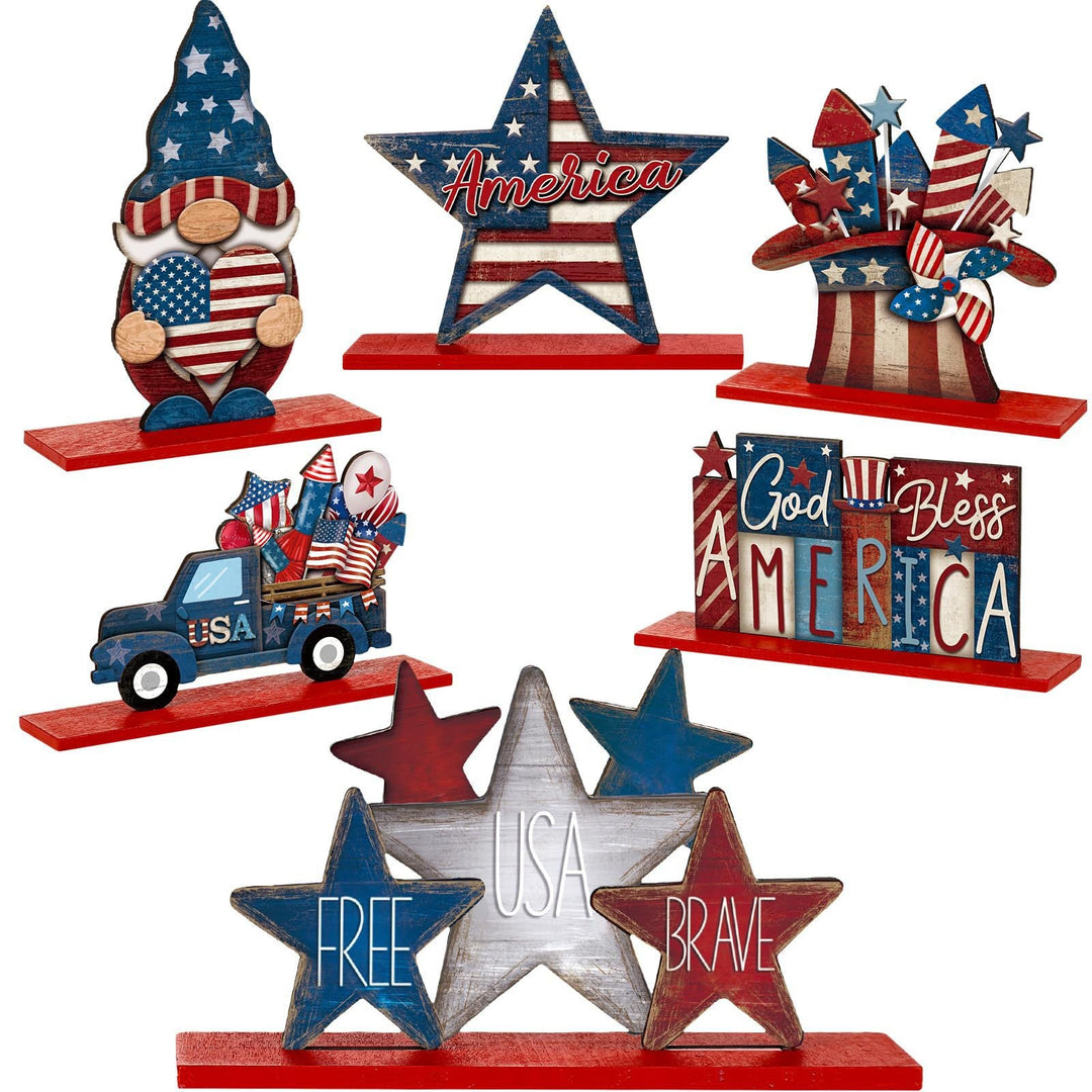 Unisex nan decorative wooden table decor Americana set with multi-part stars and figures Kalsten