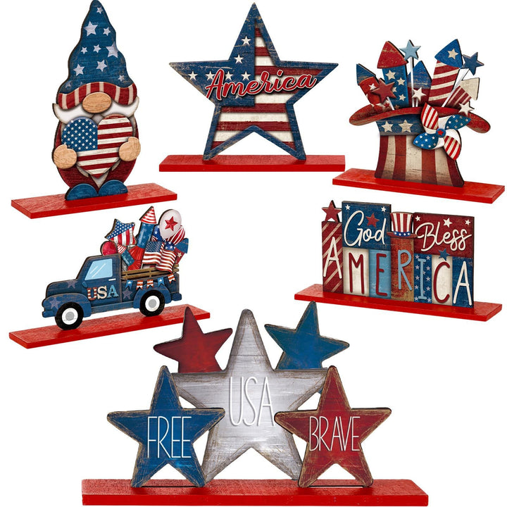 Unisex nan decorative wooden table decor Americana set with multi-part stars and figures Kalsten
