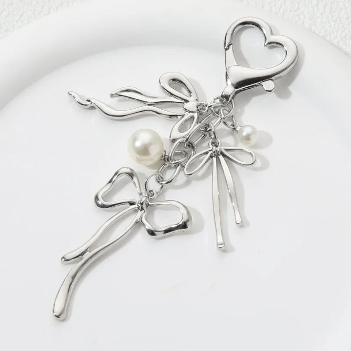 Decorative Heart and Bow Charm Keychain Kalsten