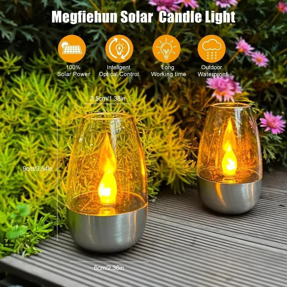 LED Flameless Glass Votive Lantern Pair With Realistic Flicker Flame And Metal Base Kalsten