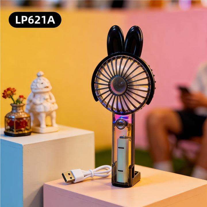 Women's Portable Handheld Fan with LED Lighting and Spray Function Kalsten