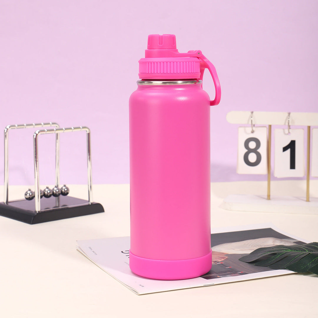 Insulated Stainless Steel Wide-Mouth Sport Bottle With Twist-Lock Spillproof Cap And Silicone Base