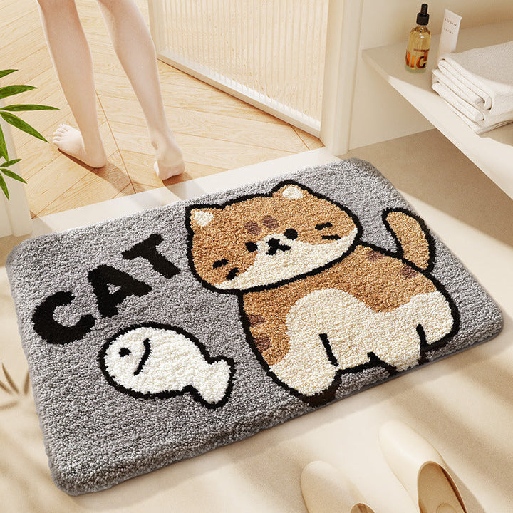 Cat-Themed Plush Bath Mat Kalsten