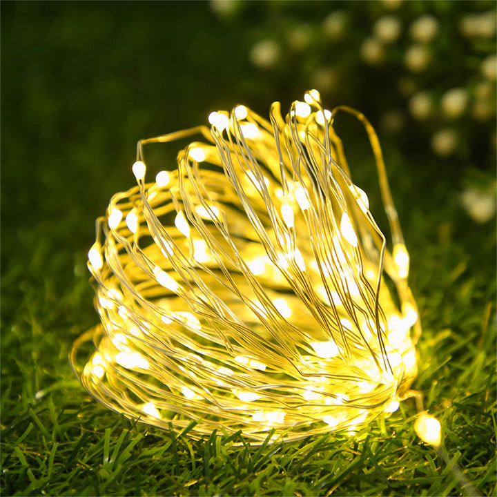 Outdoor Solar Copper Wire Fairy String Lights With Rechargeable Battery Box And Ground Stake Kalsten