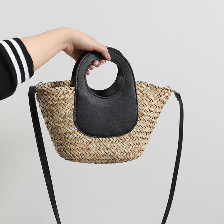 Fashionable handbag with combined leather handle Kalsten