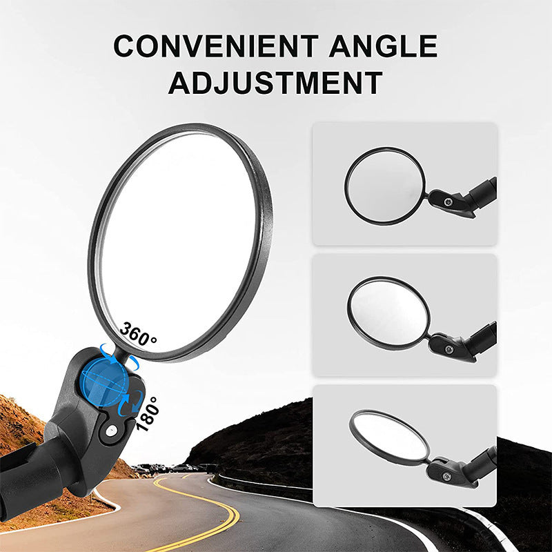 Compact Handlebar End Bike Mirror Pair with Full Rotation Swivel and Wide Angle Glass Kalsten