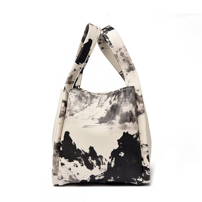 Artistic Print Leather Handbag Kalsten