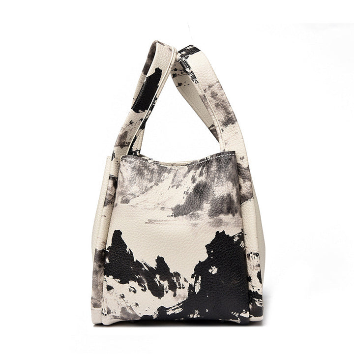 Artistic Print Leather Handbag Kalsten