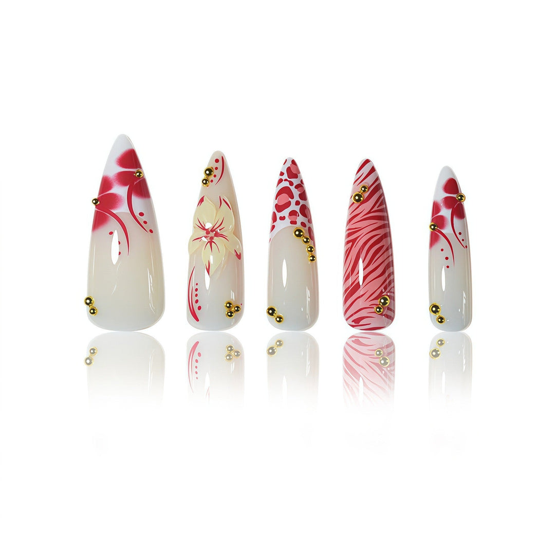 Artistic Floral and Animal Print Press-On Nails Kalsten