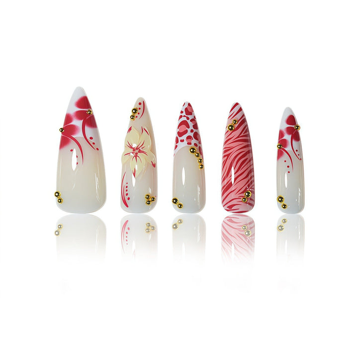Artistic Floral and Animal Print Press-On Nails Kalsten