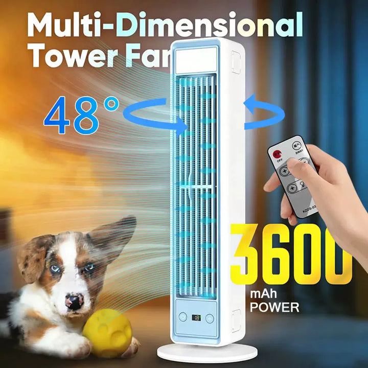 Unisex one-size slim vertical personal air circulator with remote control adjustable louvers whisper-quiet DC motor Kalsten