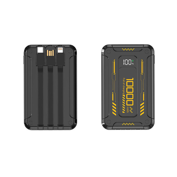 Power bank with integrated charging cables and digital charge level indicator Kalsten