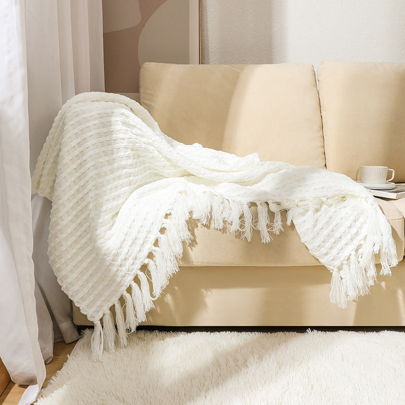 Women's Structured Throw Blanket with Fringes Kalsten