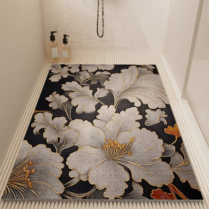 Elegant Floral Pattern Bath Mat Kalsten