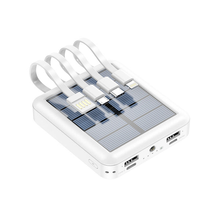 Portable solar power bank with integrated charging cables and efficient fast charging function Kalsten