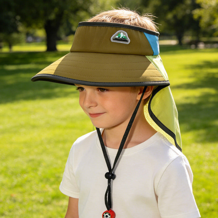 children sun protection hat with neck warmer adjustable chin strap and breathable mesh visor