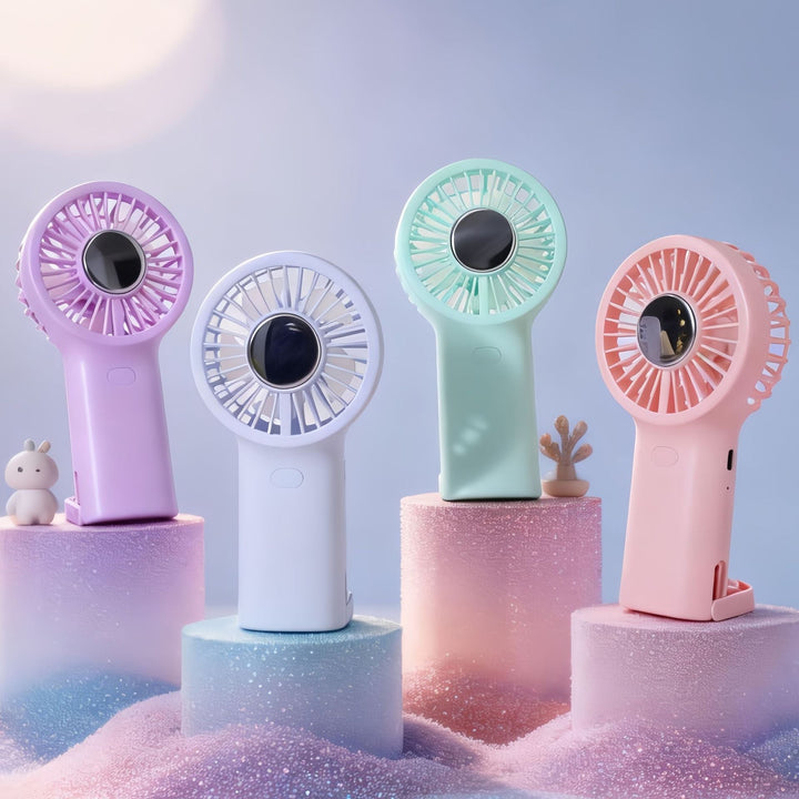 Women's portable handheld fan with ergonomic design and USB charging port Kalsten