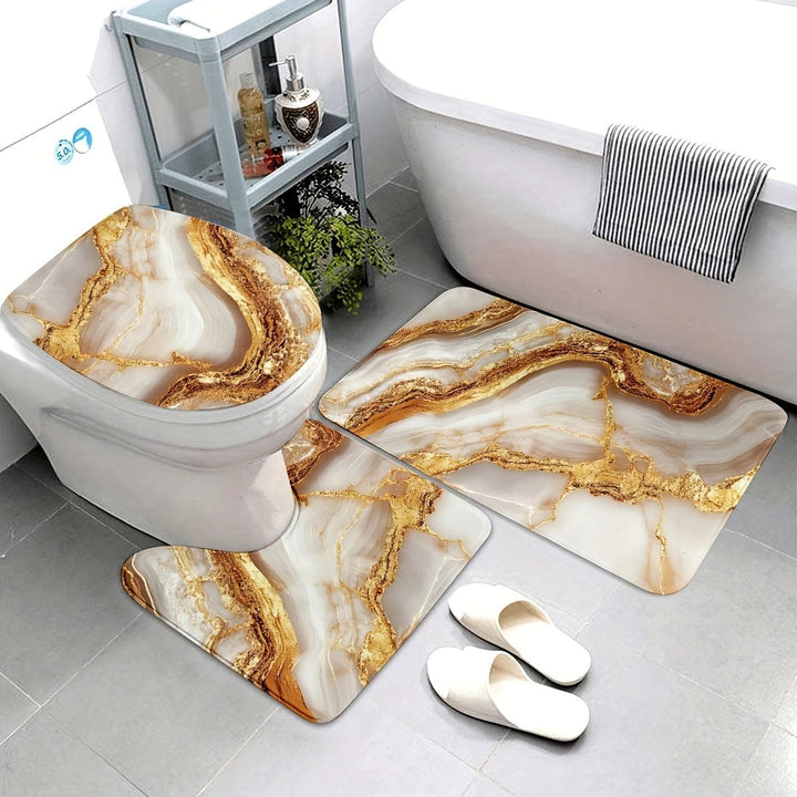 Artistic Marble Print Bath Mat Set Kalsten