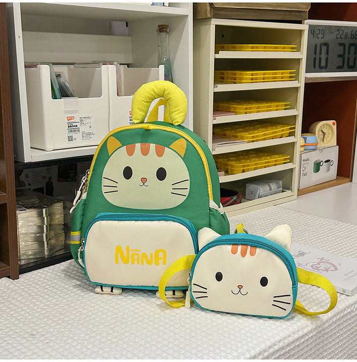 Cute Cat-Themed School Backpack Set