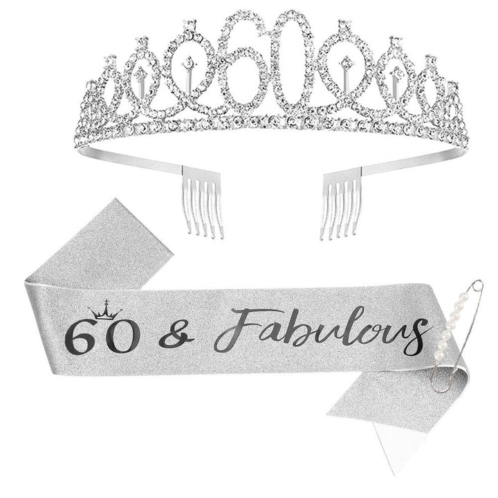 Ladies Sparkling Tiara with personalized 80th Birthday Inscription Kalsten
