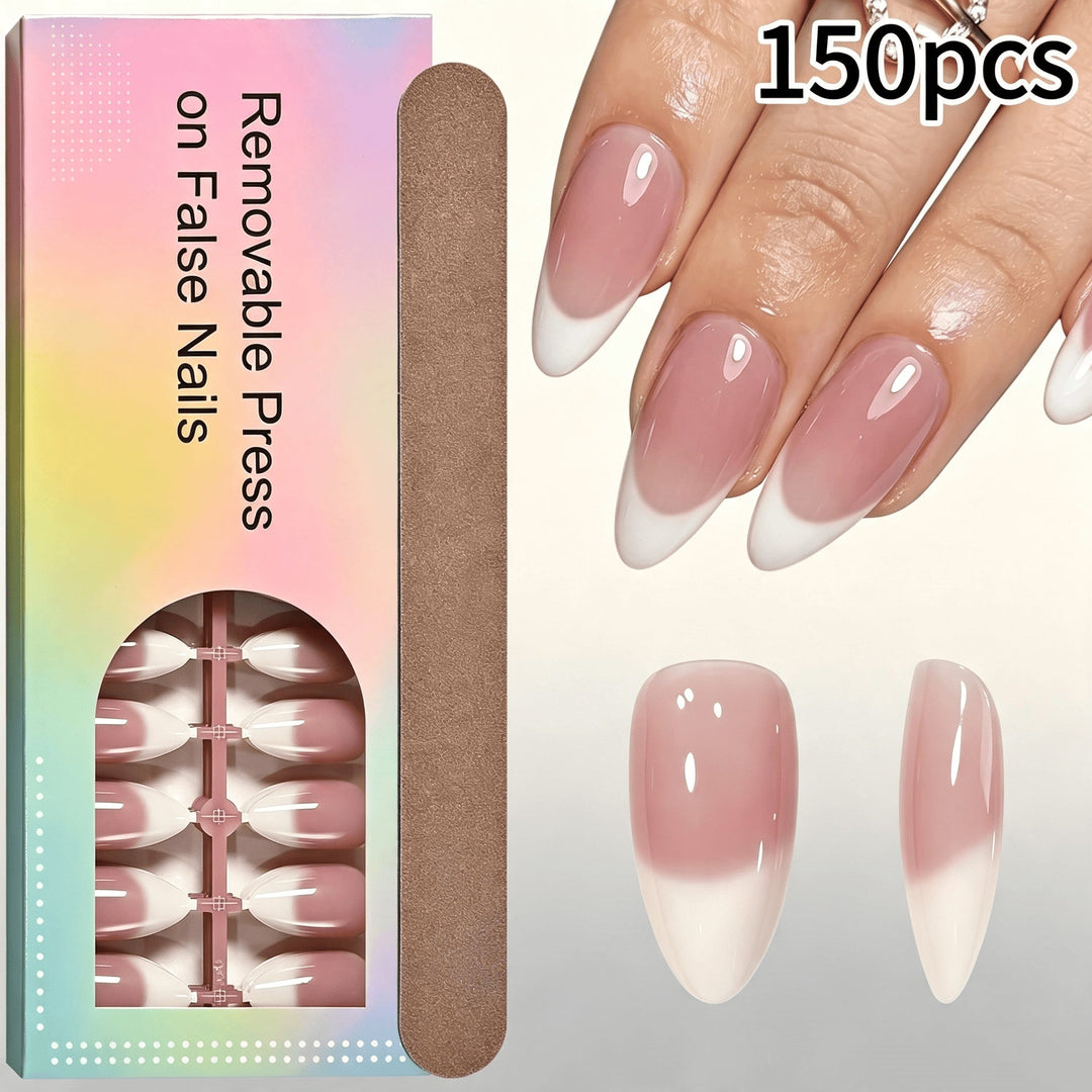 Removable Press-On Nail Set with French Tip Design Kalsten