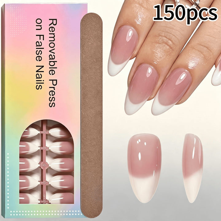 Removable Press-On Nail Set with French Tip Design Kalsten