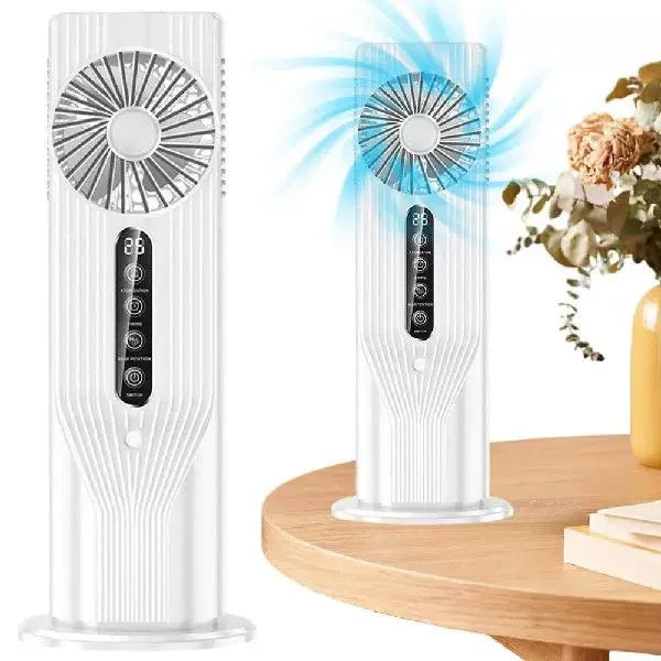 Unisex One Size Rechargeable Vertical Desktop Fan with LED Display Touch Control Adjustable Tilt Base Kalsten