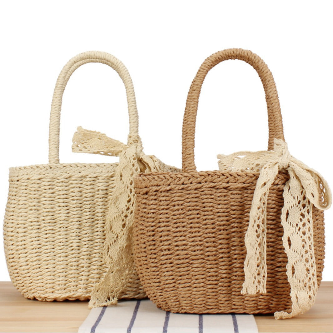 Basket bag with elegant lace Kalsten