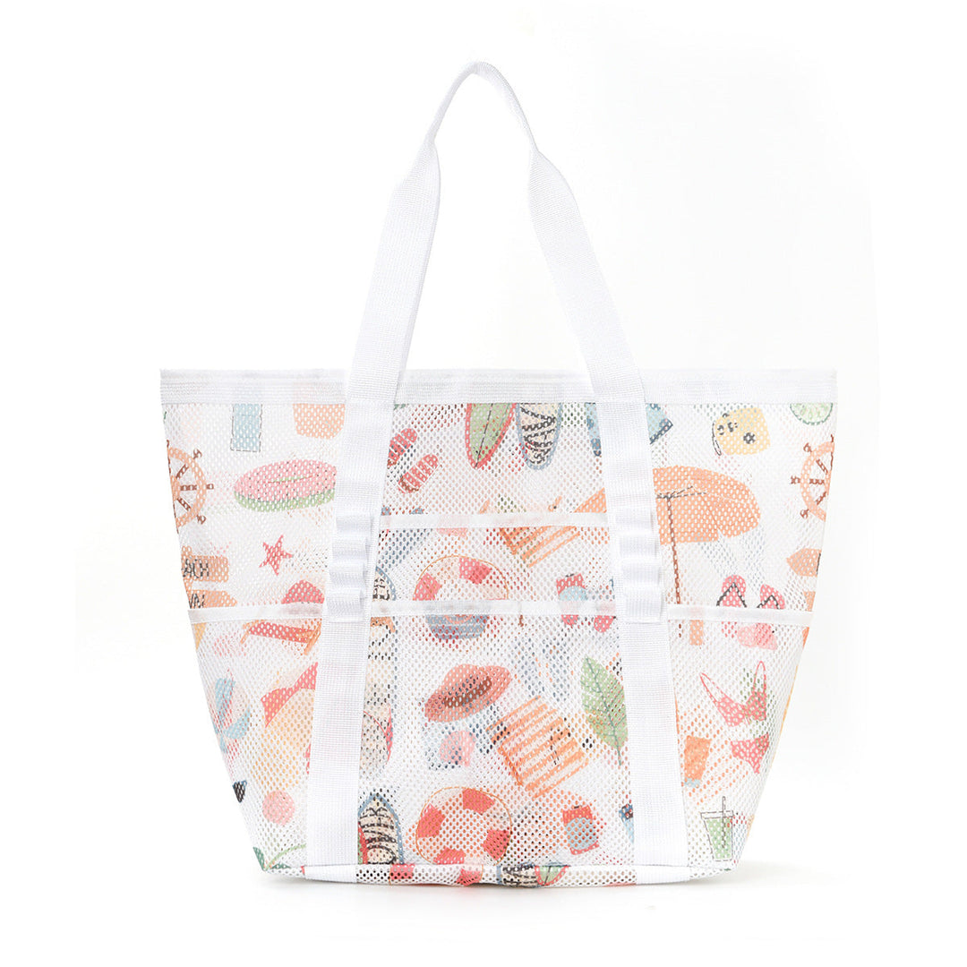 Mesh Beach Bag with Colorful Design Kalsten