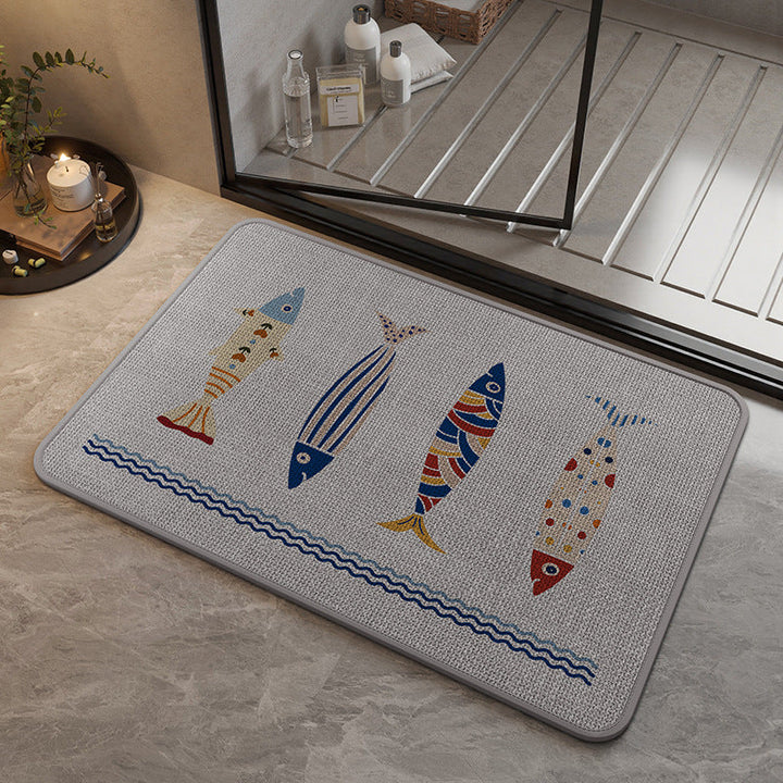 Decorative Cat-Themed Bath Mat Kalsten