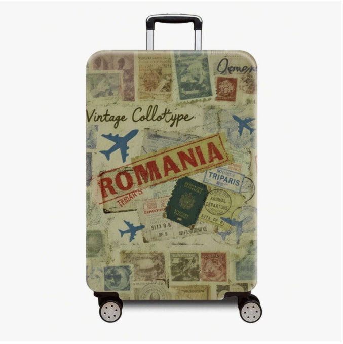 Unisex nan robust Hartschalen Trolley with nostalgic railway collage print, fully rotating smooth-running wheels and retractable telescopic handle Kalsten