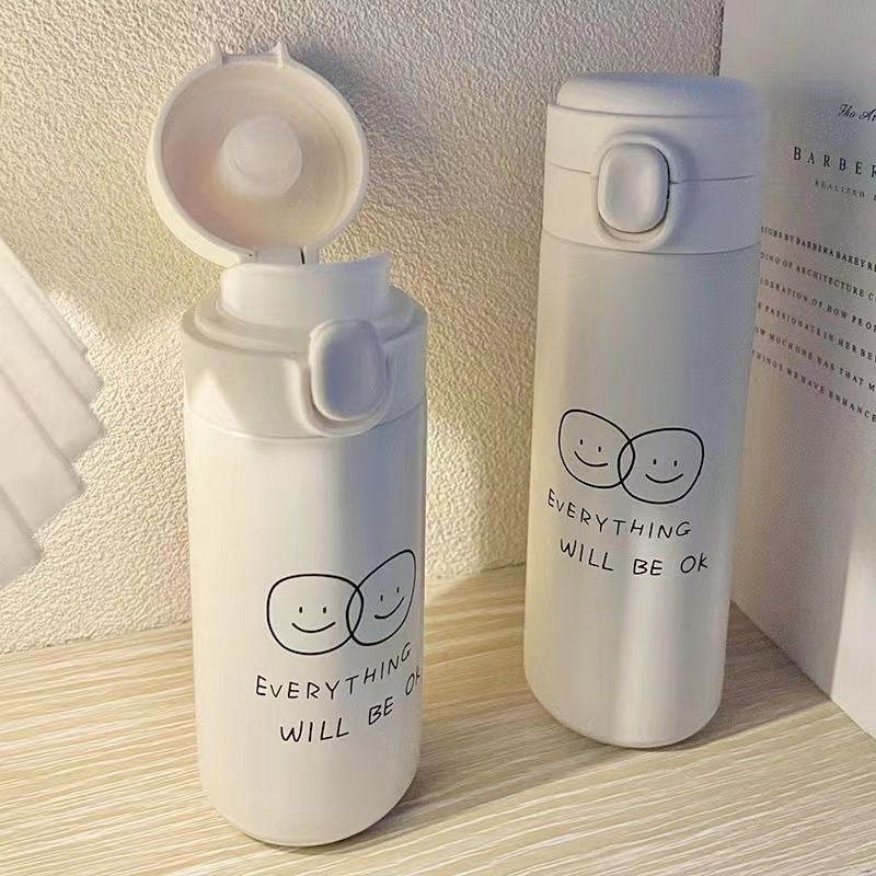 Women's insulated drinking bottle with innovative safety closure and cheerful Kalsten motif
