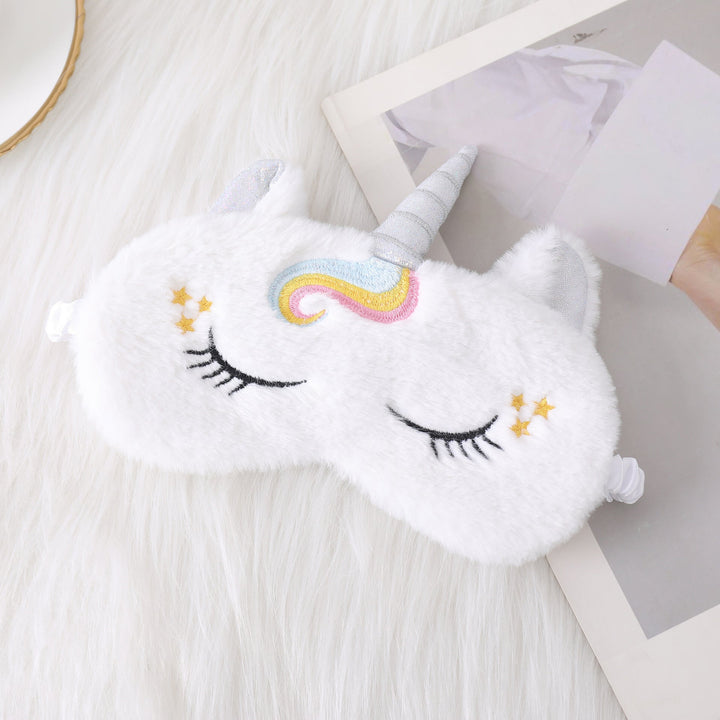 Ladies nan cozy unicorn sleep mask with embroidered eyelashes, soft plush and elastic ruffled ribbon Kalsten