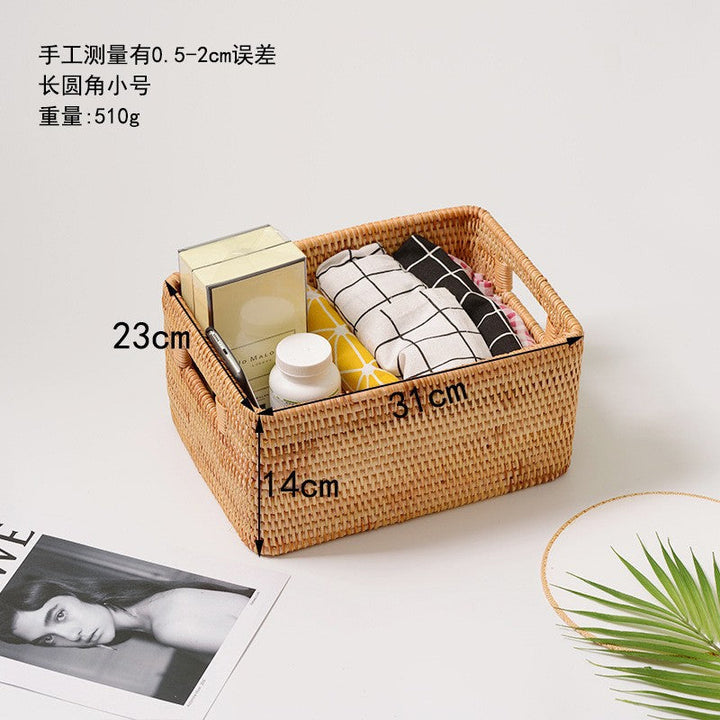 Women rectangular storage basket made of natural material Kalsten